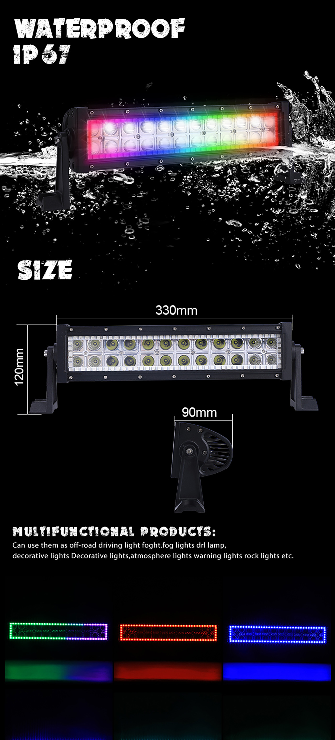 Illuminate Your Journey with the 72WRGB RGB Light Bar (4)